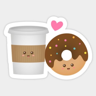 Cute Coffee And Donut, Perfect Together Sticker